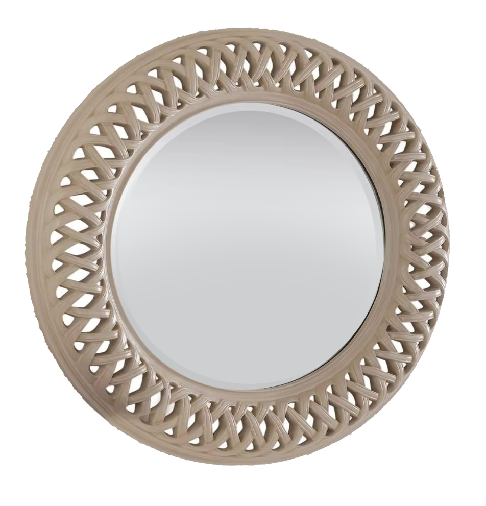 round weave like mirror in beige color available in Marbella, Malaga, Estepona, Fuengirola, Spain