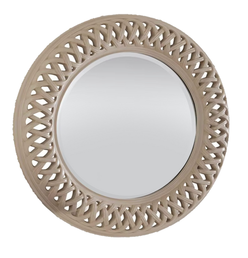 round weave like mirror in beige color available in Marbella, Malaga, Estepona, Fuengirola, Spain