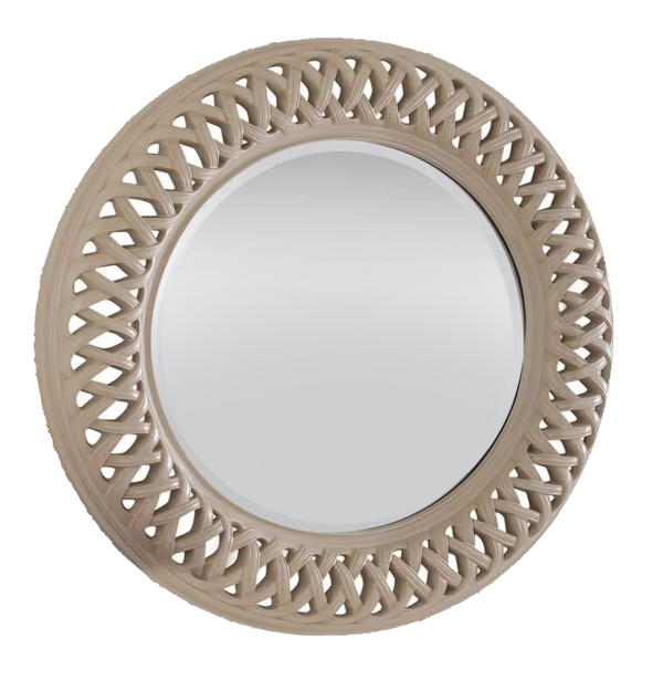 round weave like mirror in beige color available in Marbella, Malaga, Estepona, Fuengirola, Spain
